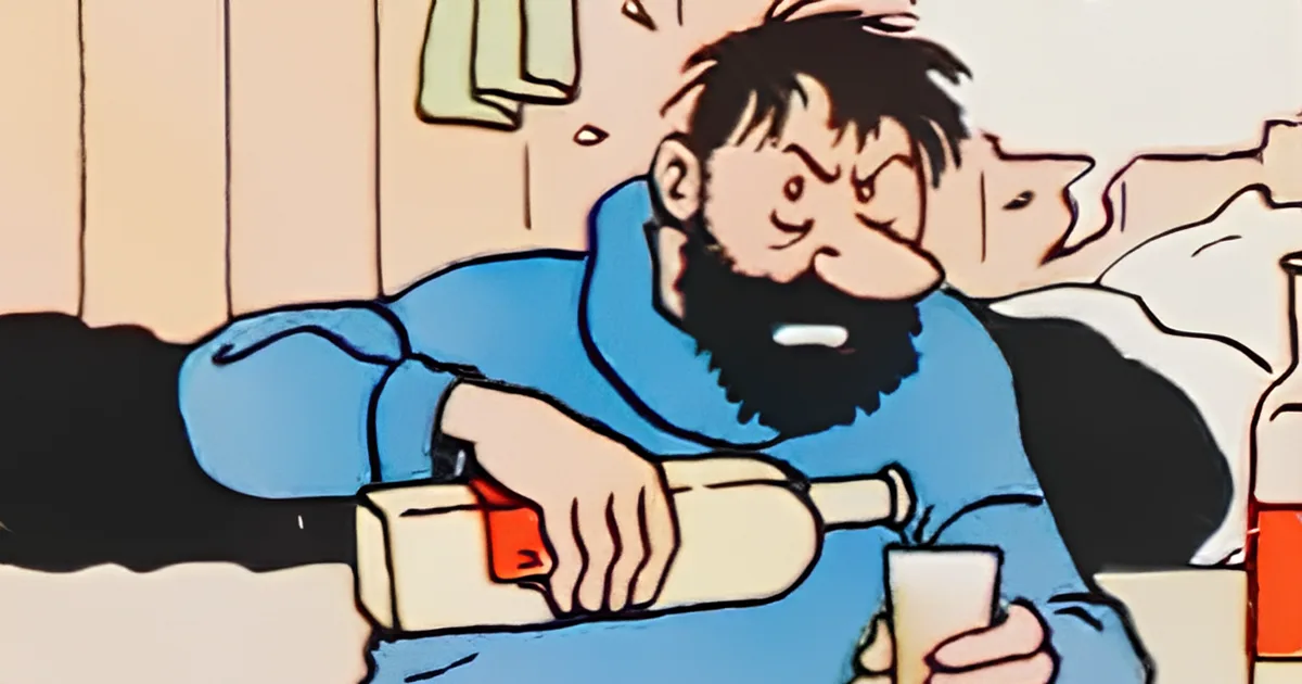 Le Capitaine Haddock avec son whisky